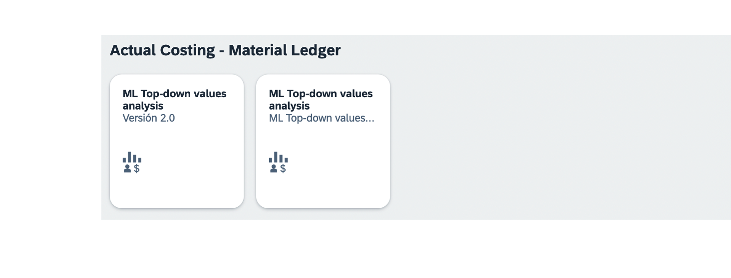 Actual Costing — Material Ledger Fiori launchpad tiles for ML Top-down values analysis